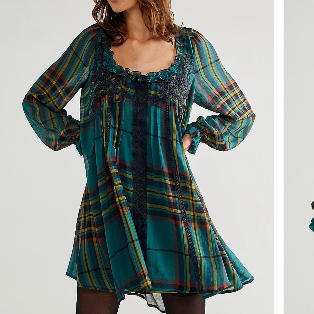 Free People Faye Plaid Mini Dress NEW